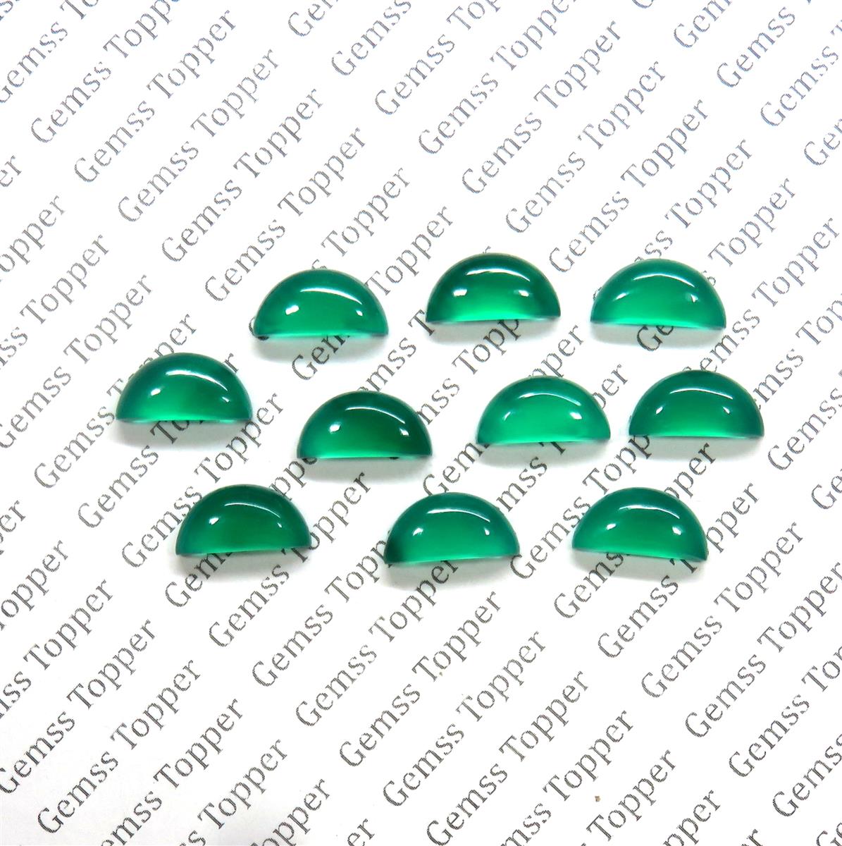 Green Chalcedony 6x12 mm D Shape Cabochon